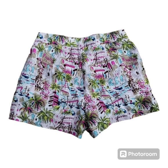 J crew Harbour linen blend Tropical sailor shorts Size 4 New - Picture 2 of 7
